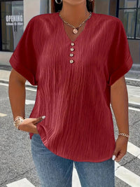 Summer Casual Women's Clothing Small V-neck Short-sleeve Top