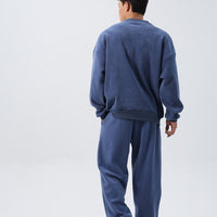 Sports Suit Men's Loose Long Sleeve Crew Neck Coat Padded Fleece Trousers Double-sided Shake