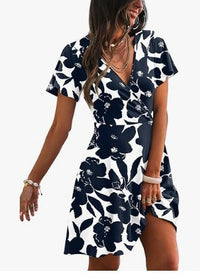 V-neck Floral-print Womens Dress