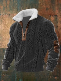 Men's Fitted Top With Printed Pattern And Faux Fur Collar