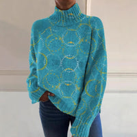 European And American Women's Printed Wear Turtleneck Sweater