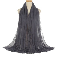 Pleated Viscose Yarn Monochrome Scarf Natural Wrinkled Cotton And Linen Burrs