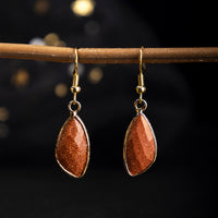 Natural Crystal Drop Earrings With Amethyst And Gold-plated Edges