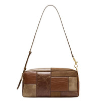 Fashionable Color-Block Patchwork Retro Shoulder And Clutch Bag