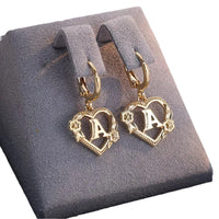 European And American Golden Heart-shaped Letter Earrings