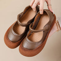 Womens Retro-style Flat Round-toe Soft-soled Shoes