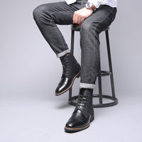 Men's pointed warm martin boots with velvet top boots