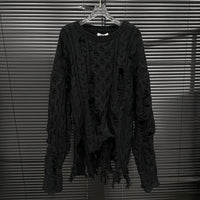 Irregular Ripped Sweater Women's Vintage Knitted Top