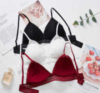 French underwear women's thin steel bra without steel ring flat chest