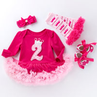 Infant Long Sleeve Cartoon Jumpsuit Baby Holiday Rose Pink Yarn Dress New Children's Romper Dress Wholesale