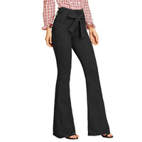 High-stretch Slim-fit Lace-up Wide-leg Flared Jeans