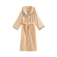 Fleece-lined Extra-thick Long Bathrobesweet And Feminine Loungewear For The Home