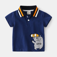 Men's Kids Cartoon Print Lapel Short Sleeve