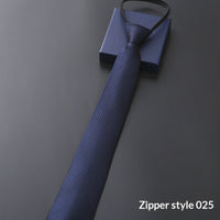 Mens Business Formal Zipper Tie With Blue Stripes