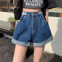 Women's Retro Loose And Thin Curly Denim Shorts