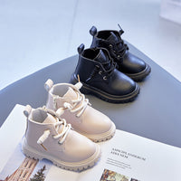 Autumn Black Short Leather Boots For Girls