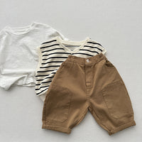 Line Pressing Baggy Pants Washed-out Vintage Patch Cropped Casual Pants