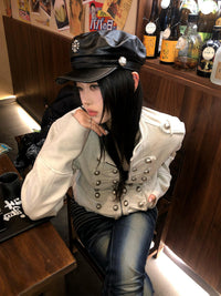 New Bamboo-knot-pattern Studded Short Jacke