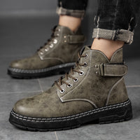 Men's High Top Round Toe Retro Work Boots