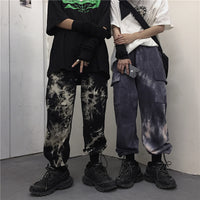 Tie-dye beam-leg loose slacks