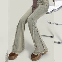 Retro High-Waist Flared Denim Jeans For Women