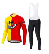 Red skull long sleeve cycling jersey suit