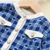 Classic Style Plaid Knitted Cardigan Bow Hip Skirt Two-piece Suit Girl Sweater