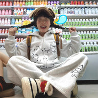 College Style Embroidered Cute Cartoon Hooded Sweatshirt Women's Loose Casual