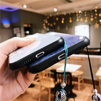 Chinese style court retro flower glass mobile phone shell tassel xs all-inclusive anti-fall applies to 7plus