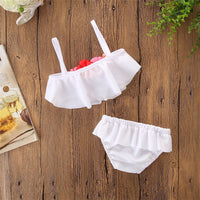 Girl swimsuit white flower swimsuit