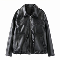 Women's Bow-Knot Zipper Leather Jacket