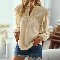 Spring And Summer Ruffled Lantern Sleeves Lace Stitching Coat