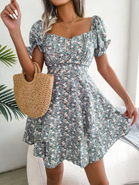 Women  Elegant Floral Print Tie Waist Flowy Dress