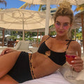 Metallic Heart Sexy Split Swimsuit