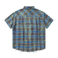 Short Sleeve Plaid Shirt Men's Retro Tie-dye