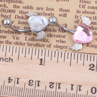 Download main imagesDownload description images2015 New Free Shipping Love Heart Belly  Ring Gem Angel Wing Belly Button Navel Rings Body Piercing jewelry