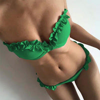 Women's strapless solid color swimsuit