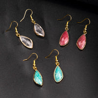 Natural Crystal Drop Earrings With Amethyst And Gold-plated Edges