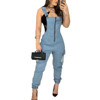 Sexy Fashionable Denim Girl Slim Fit Suspenders Jumpsuit