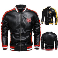 Men's pu coat British motorcycle leather jacket