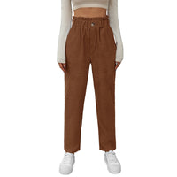 Women's Casual Elastic Waist Corduroy Straight-leg Pants