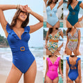 Back Lace Ruffled Belt One-piece Swimsuit