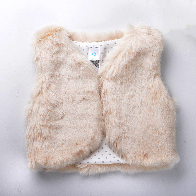 New Arrival baby Girls' Faux Fur vest baby clothing Cute Outerwear baby girl clothes children clothing warm vest