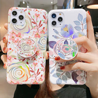 Laser colorful flower language bracket phone case