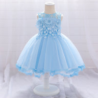 Flower girl dress lace flower pearl one-year-old dress