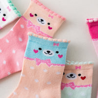 Polka Dot Cartoon Cute Girls In Tube Cotton Socks