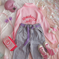 Strawberry pink soft girl sweater