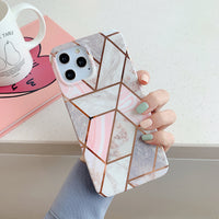 Compatible with Apple, European and American mosaic marble silicone phone case