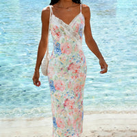 Floral-print Lace Patchwork Dress