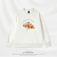 Korean-style Loose Croissant-horn Crew-neck Womens Hoodie